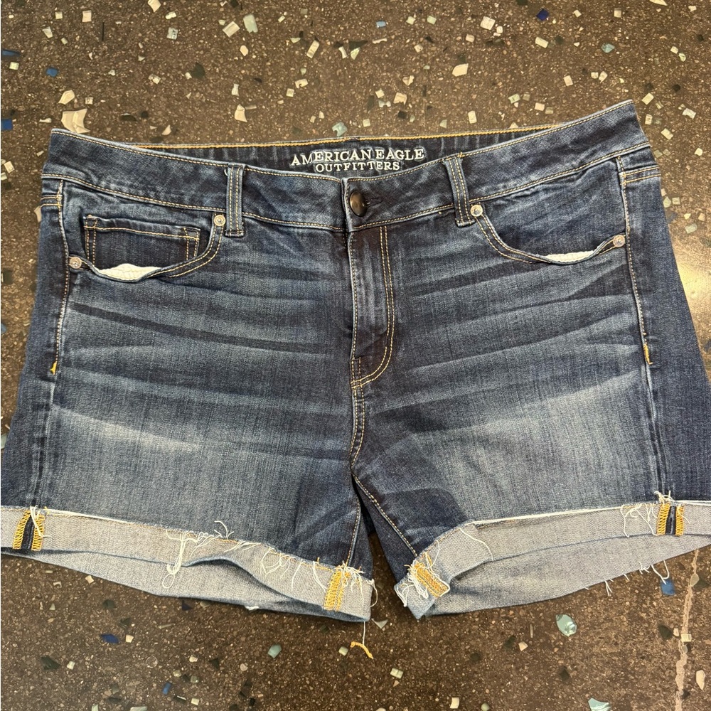 American Eagle Outfitters Blue Rolled Cuff Denim Shorts